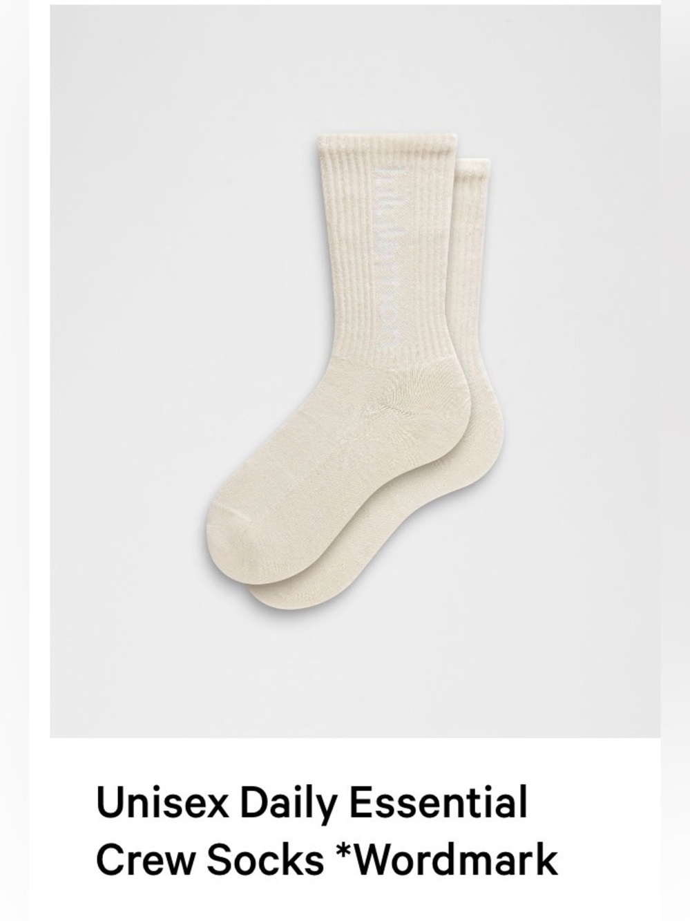 Lululemon Unisex Daily Essential Crew Socks Stripe White Ivory Size XL
